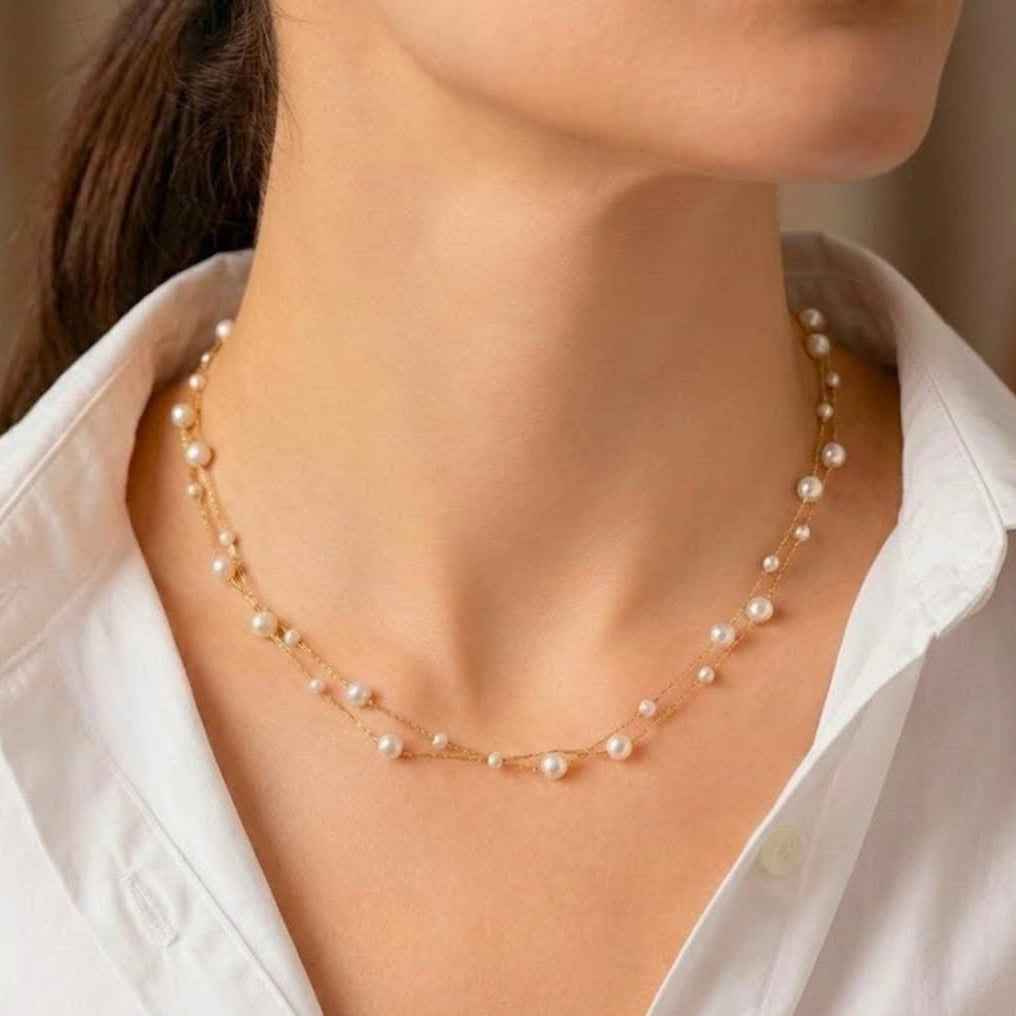 Talia Layered Pearl Necklace - Diyaana