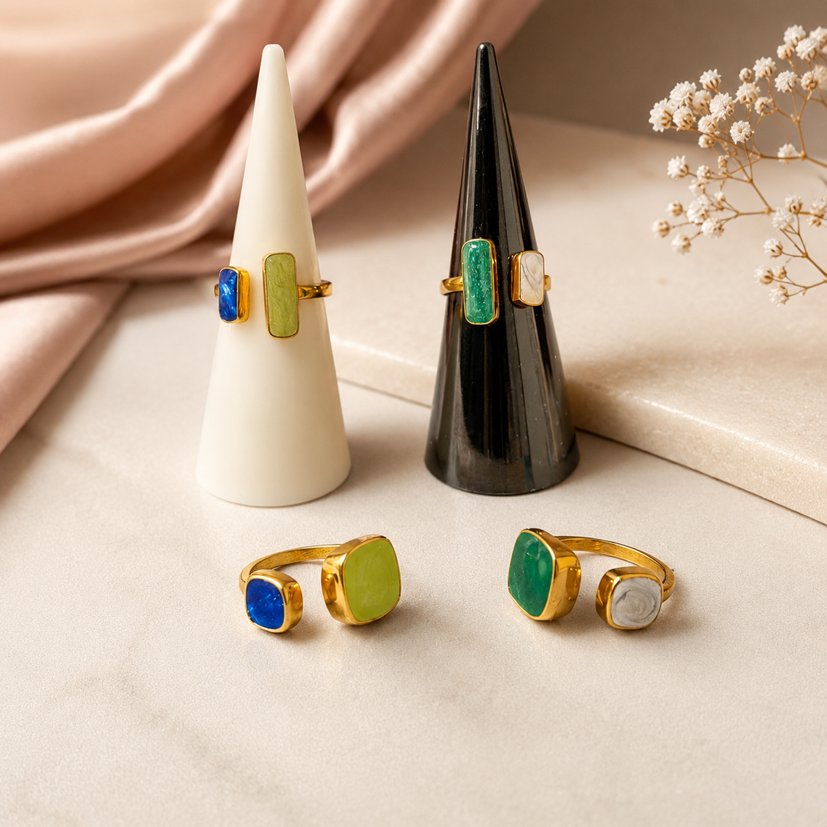 Aurora Geometric Open Ring - Diyaana