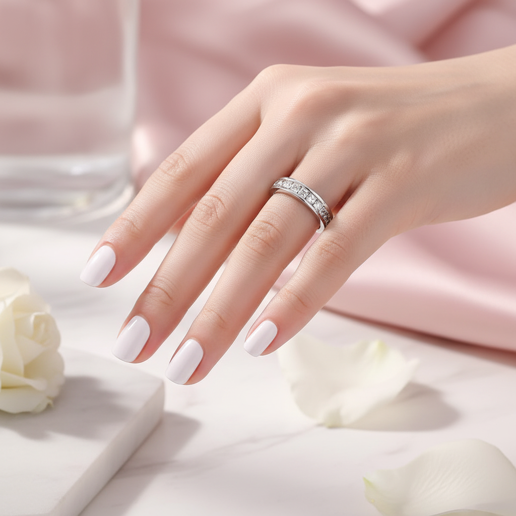 Layla Princess Cut Eternity Band - Silver