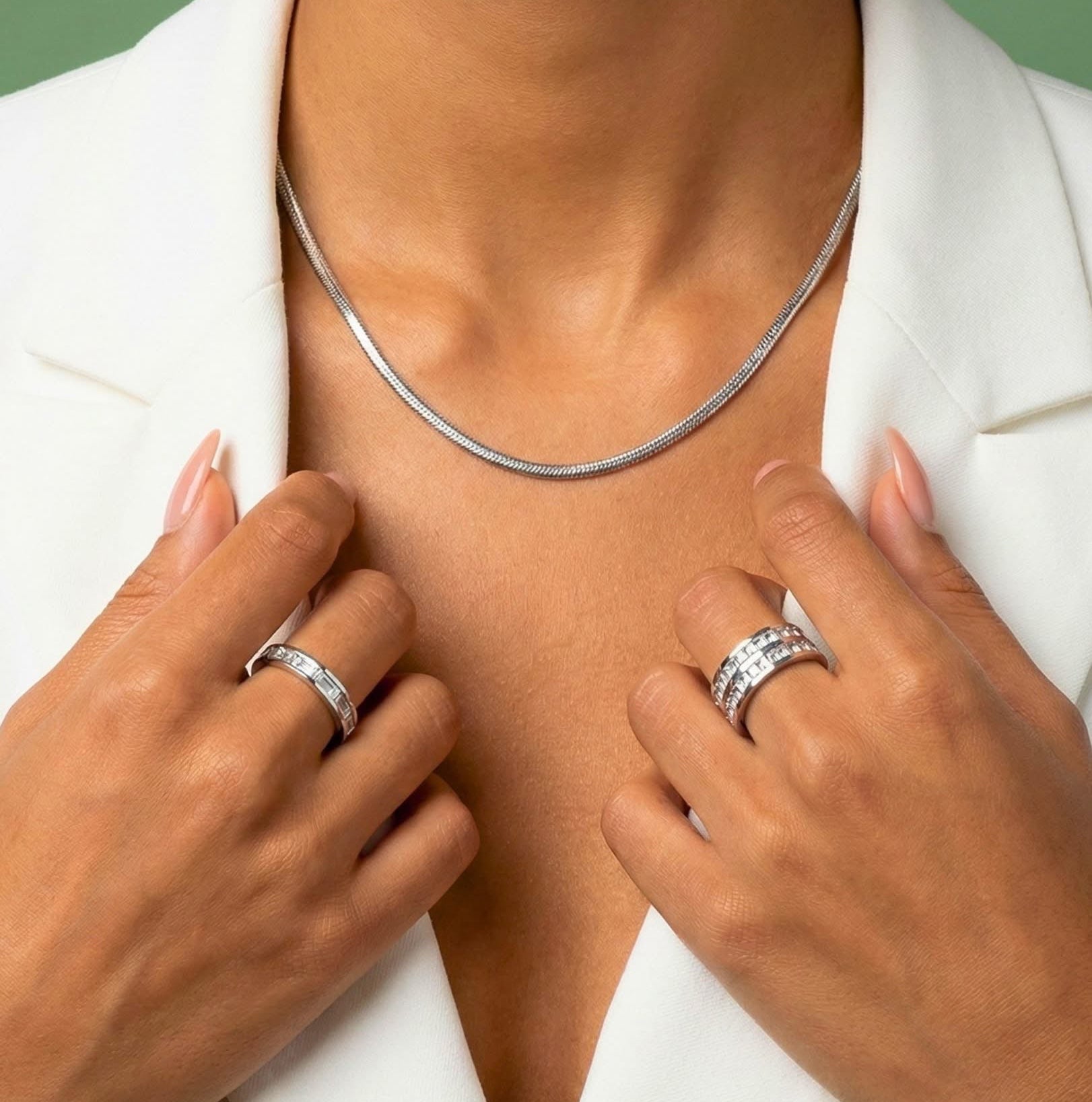 Talia Flat Snake Chain Silver - Diyaana