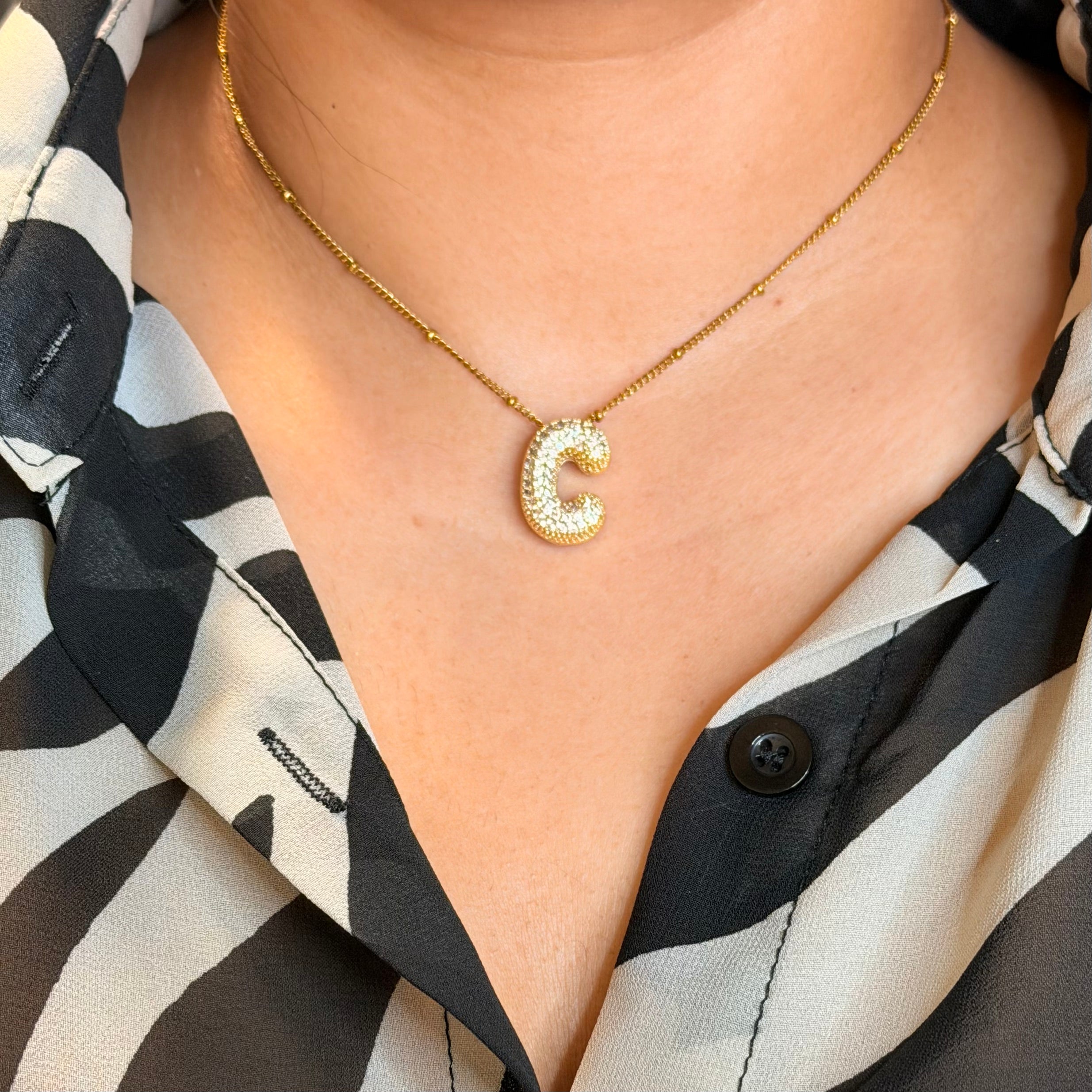 Layla Paved Initial Necklace