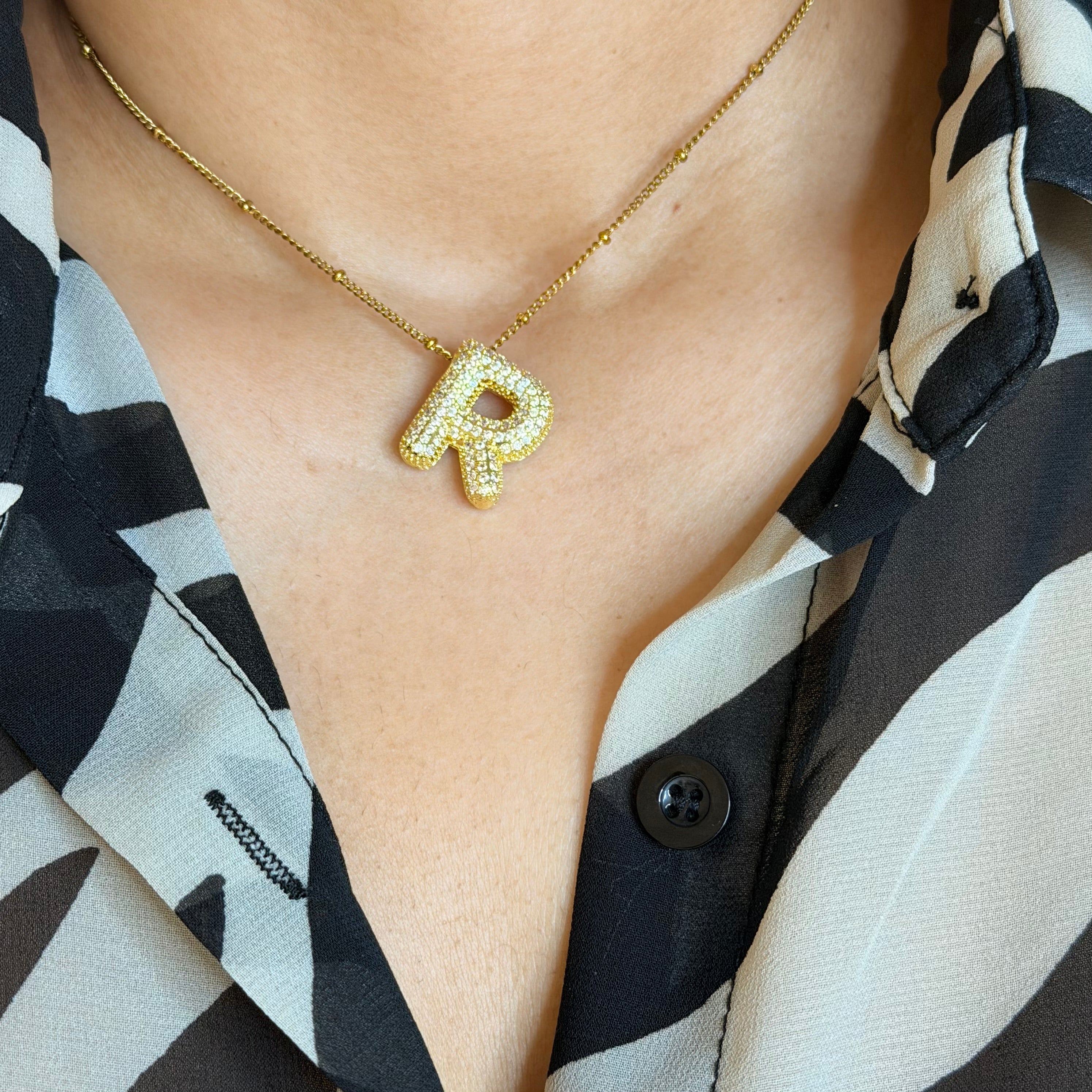 Layla Paved Initial Necklace