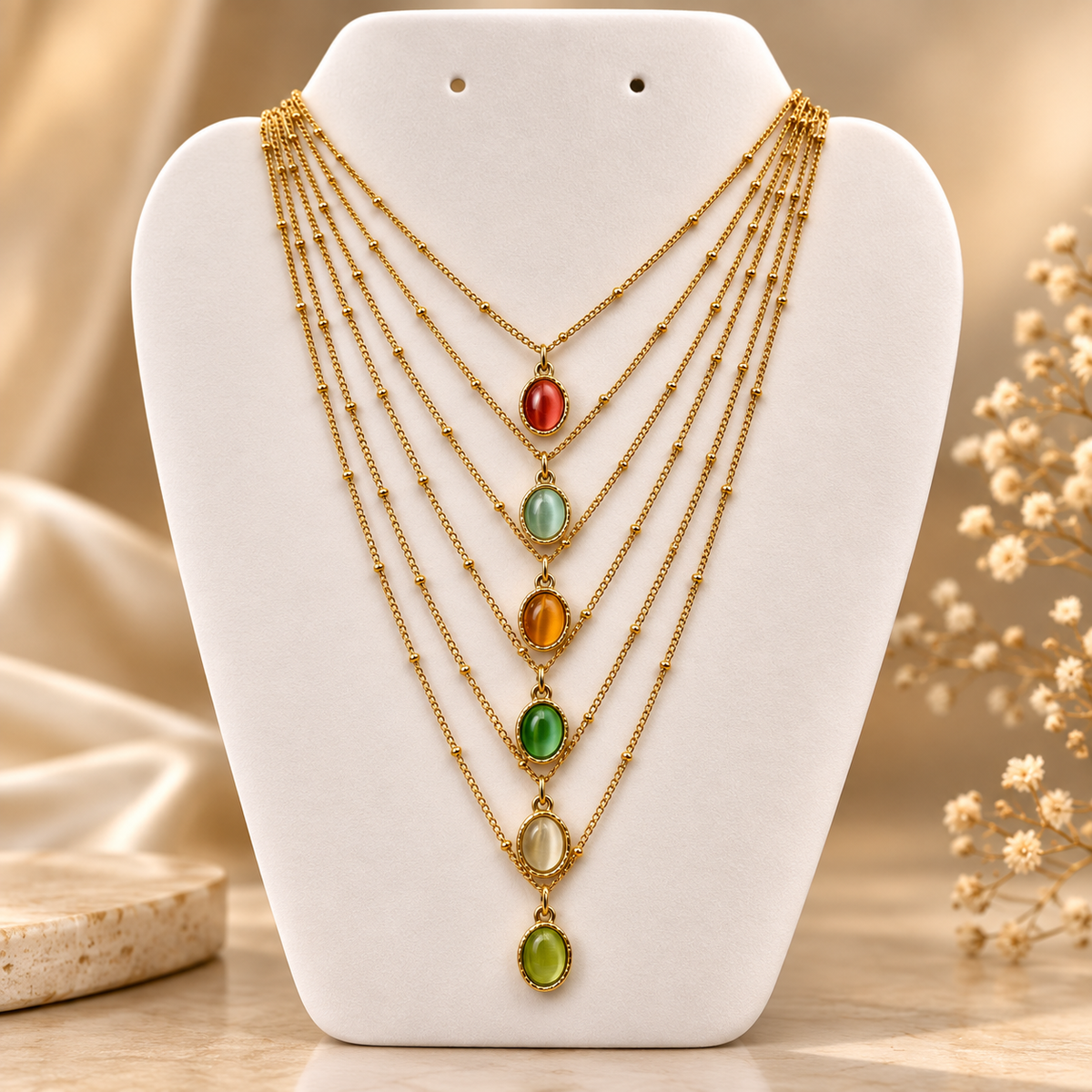 Layla Oval Cabochon Necklace - Diyaana