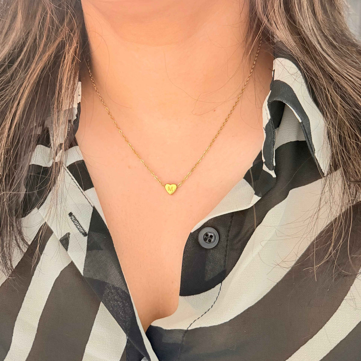 Layla Heart Initial Necklace - Diyaana