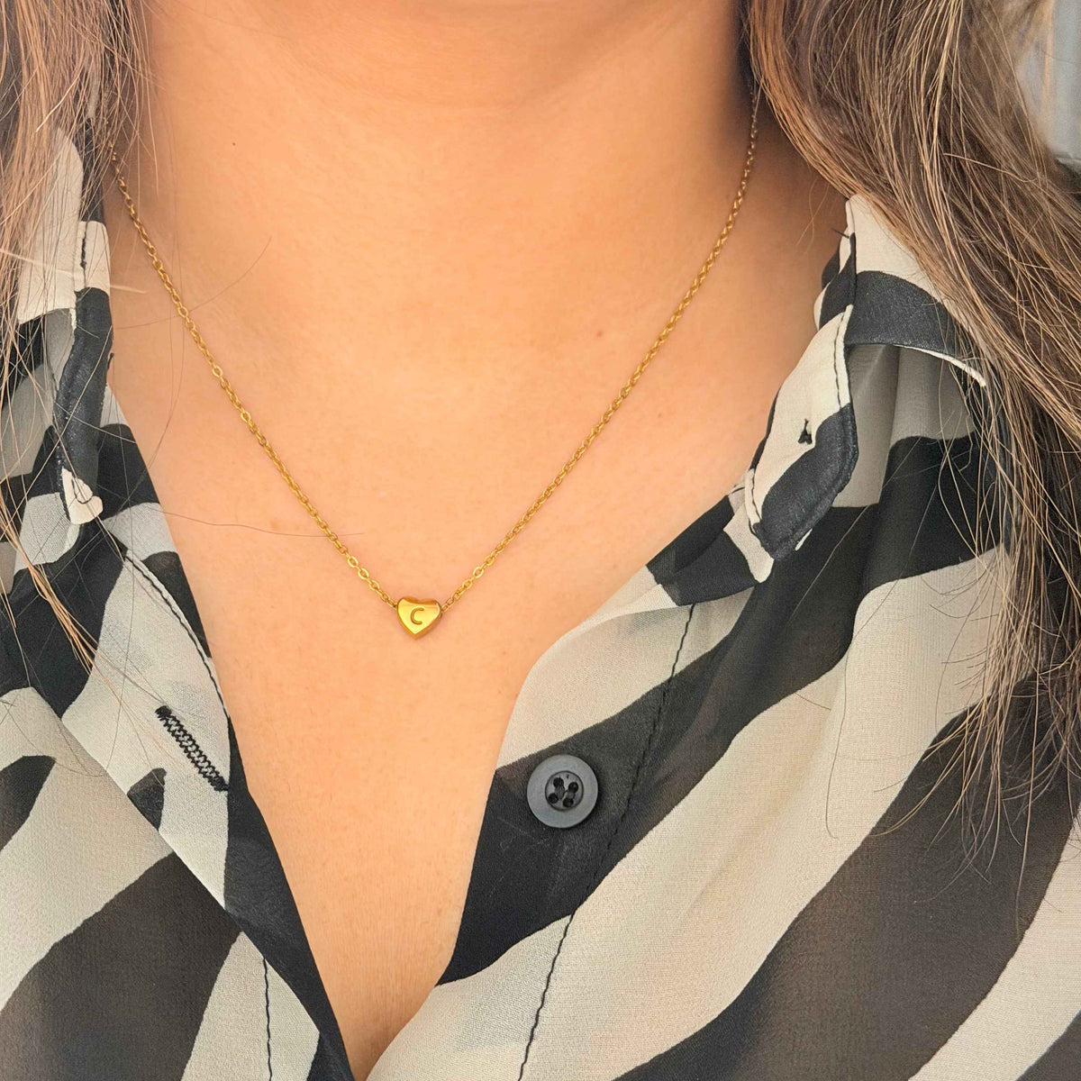 Layla Heart Initial Necklace - Diyaana