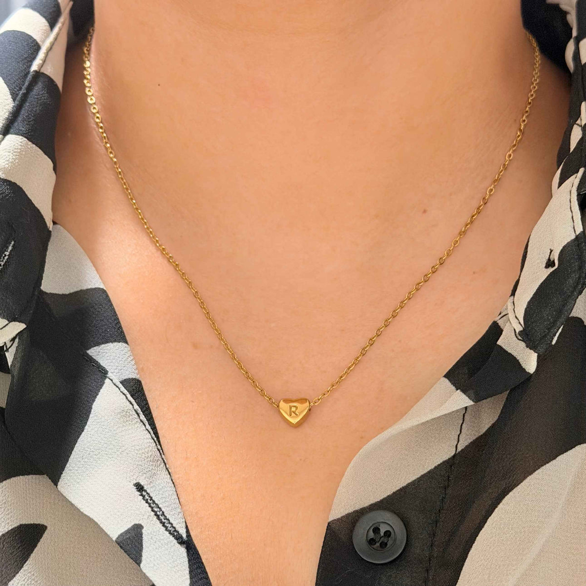 Layla Heart Initial Necklace - Diyaana