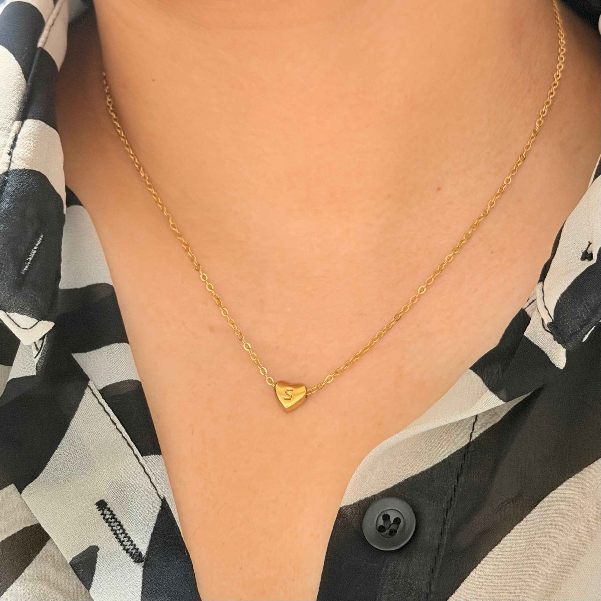 Layla Heart Initial Necklace - Diyaana