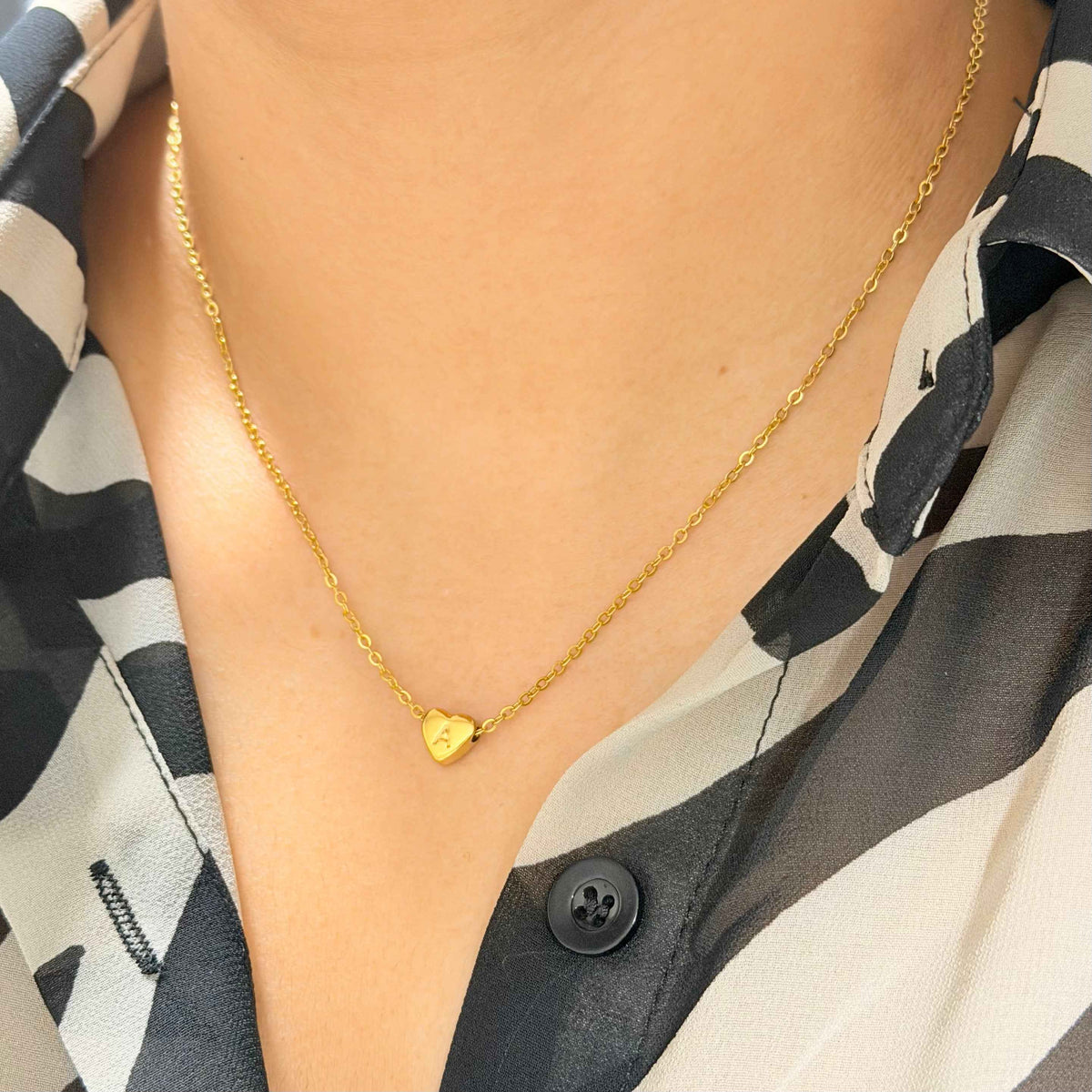 Layla Heart Initial Necklace - Diyaana