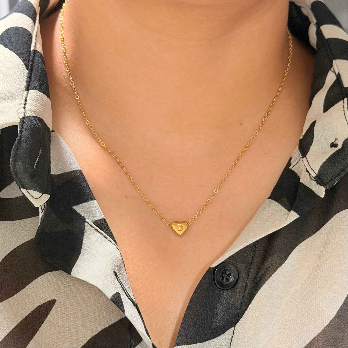 Layla Heart Initial Necklace - Diyaana