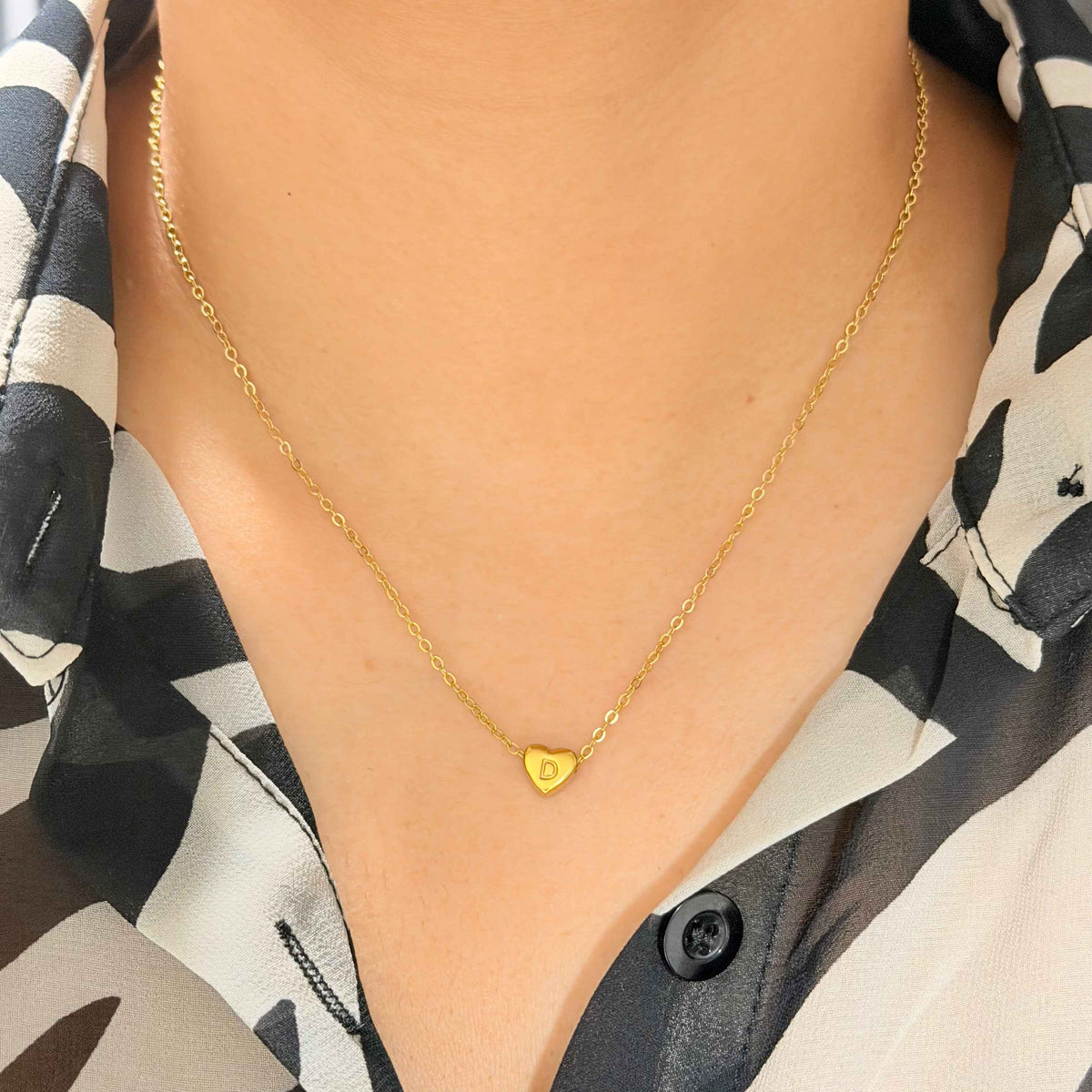 Layla Heart Initial Necklace - Diyaana