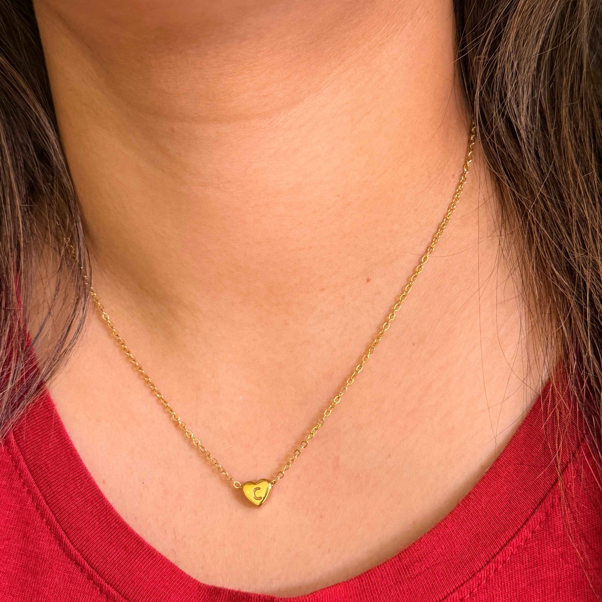 Layla Heart Initial Necklace - Diyaana