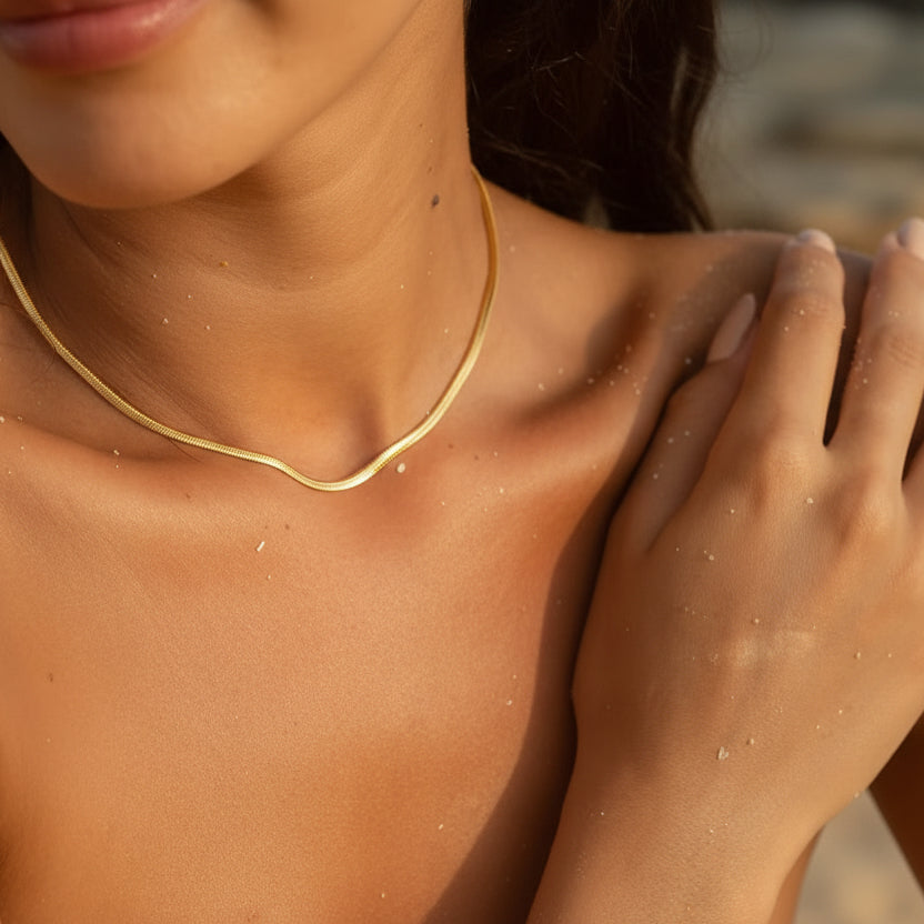 Talia Flat Snake Chain Gold - Diyaana