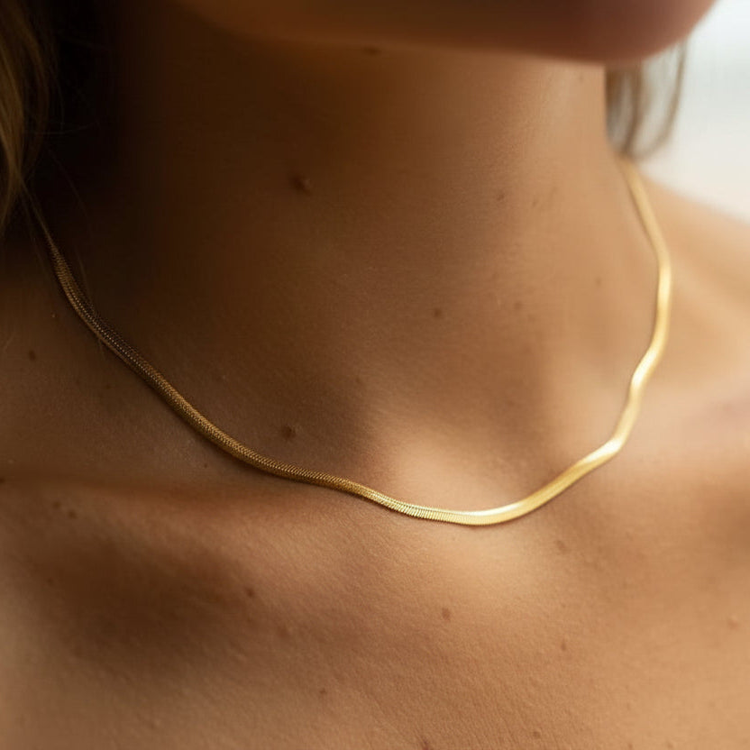 Talia Flat Snake Chain Gold - Diyaana