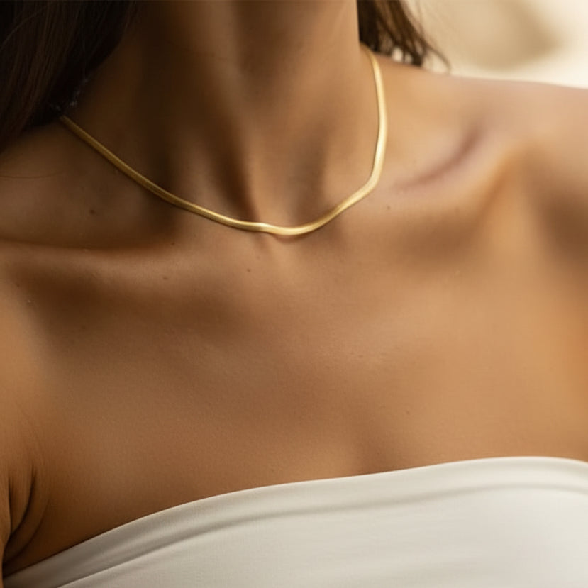 Talia Flat Snake Chain Gold - Diyaana