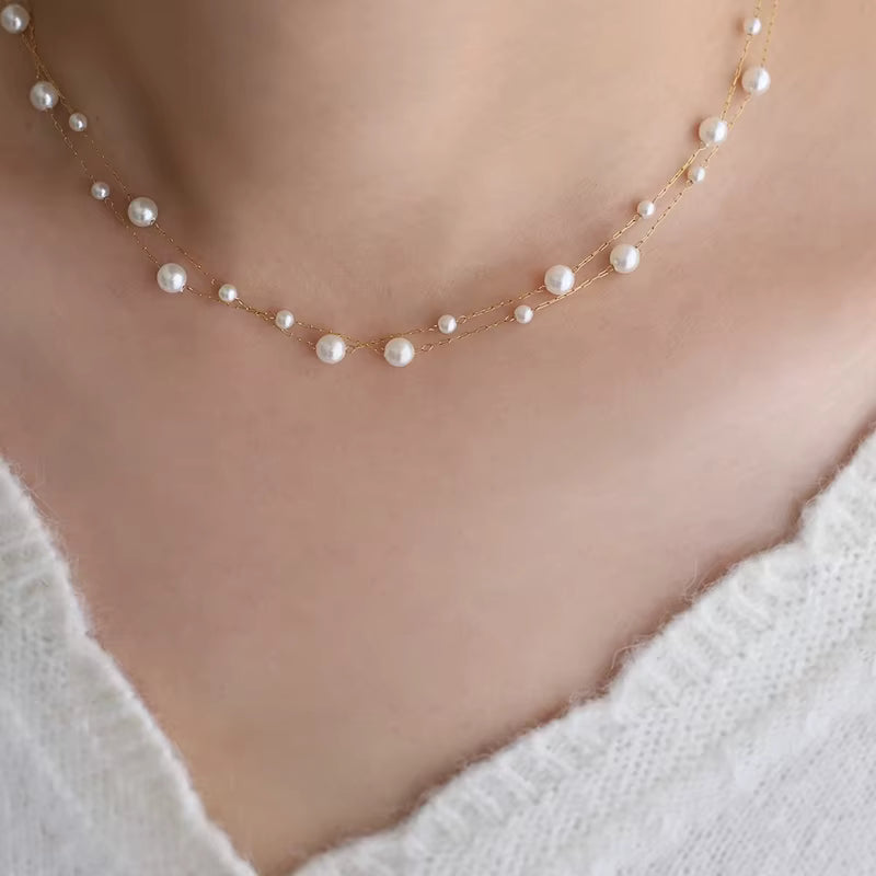 Talia Layered Pearl Necklace - Diyaana
