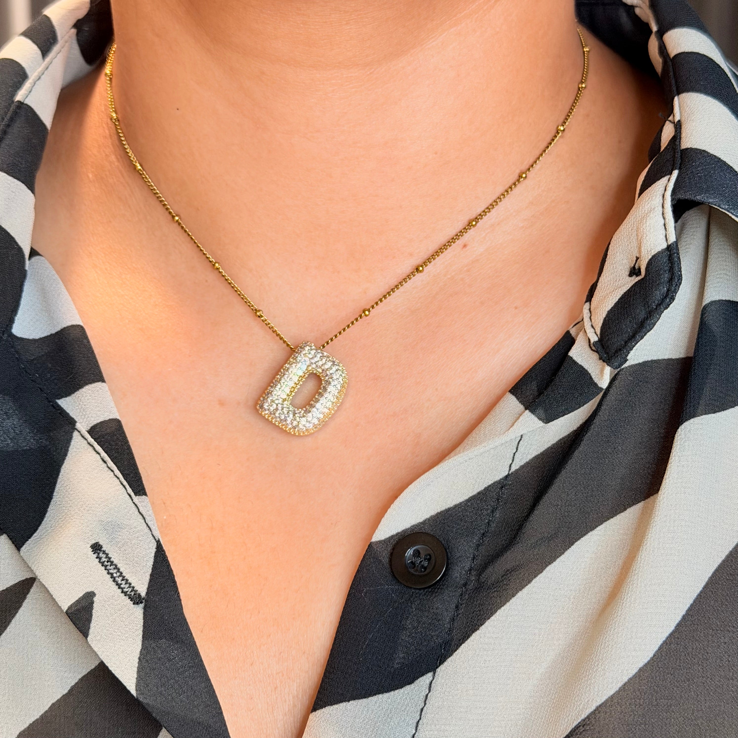 Layla Paved Initial Necklace