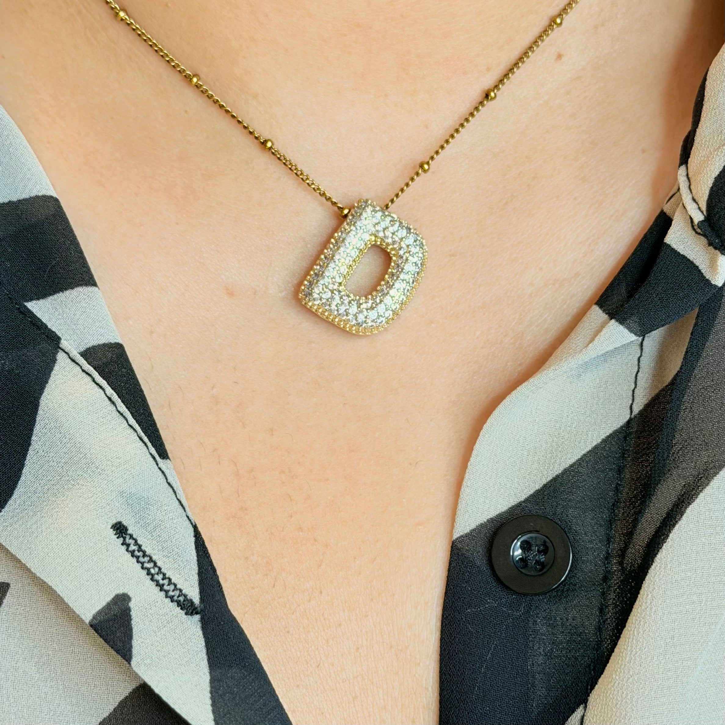 Layla Paved Initial Necklace