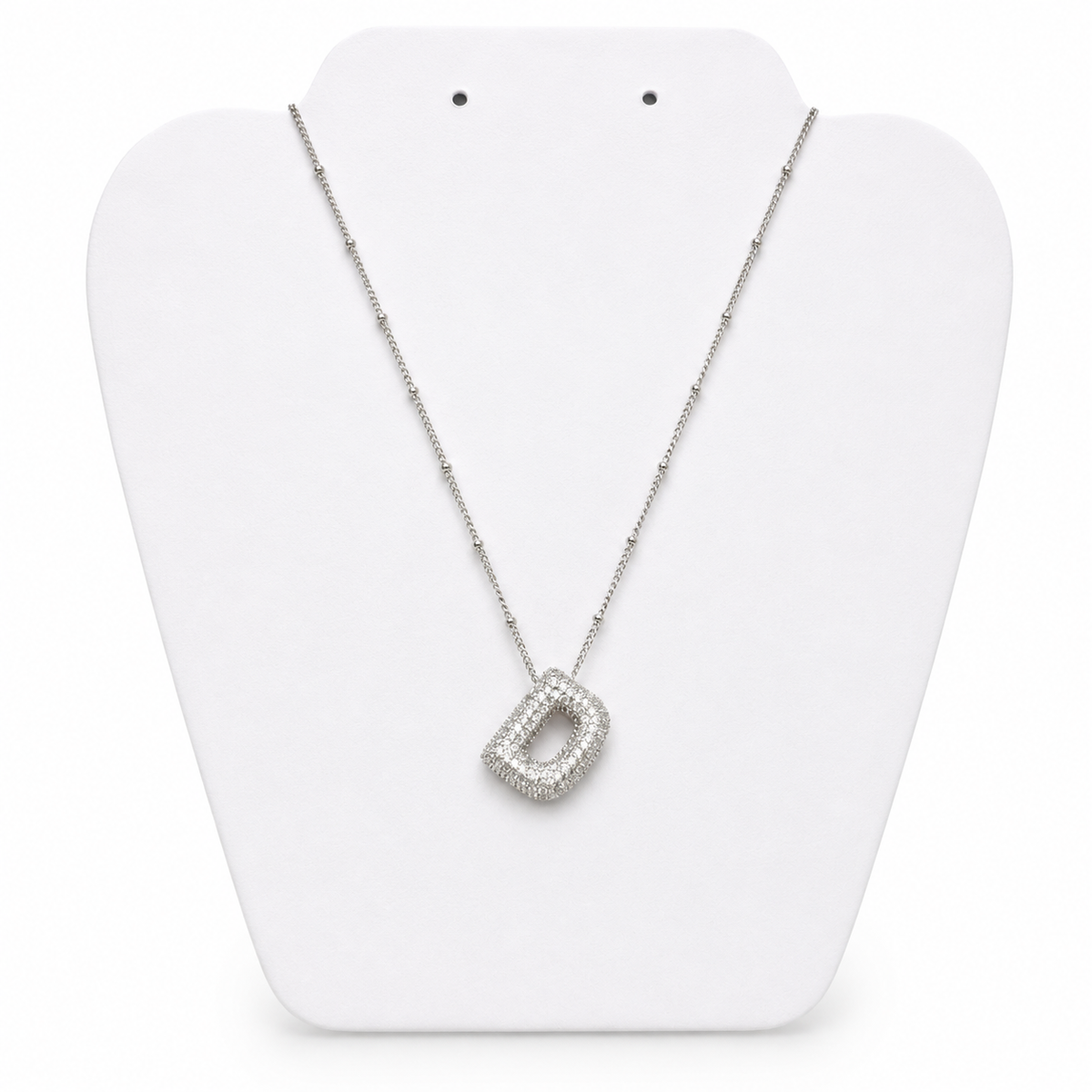Layla Paved Initial Necklace Silver - Diyaana